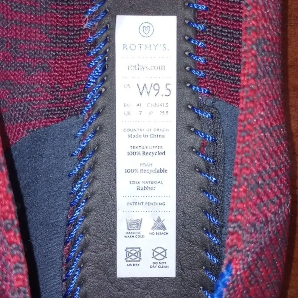 Rothy’s The Point Crimson Heather Red Blue Flats Shoes - EU 41/ US 9.5 - RETIRED